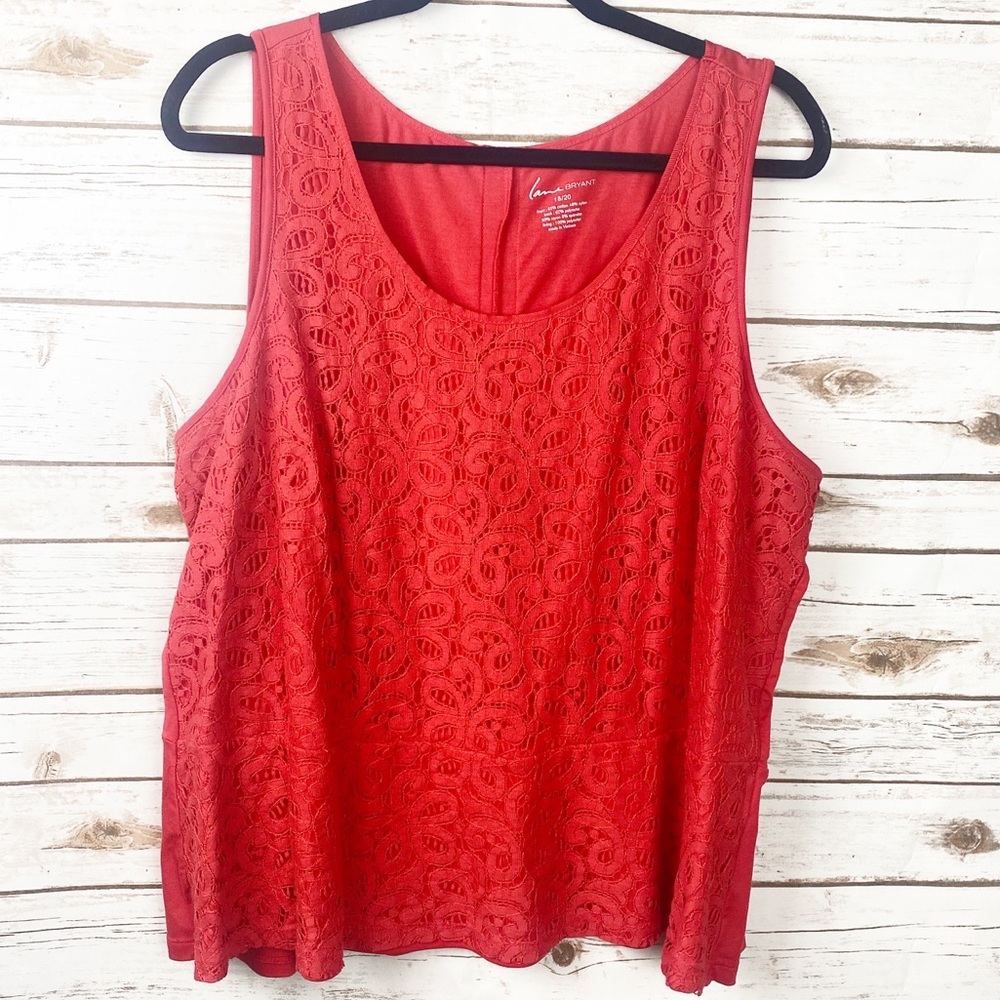 Lane Bryant Plus Size Red Lace Peplum with Gold Zipper Sz. 18/20